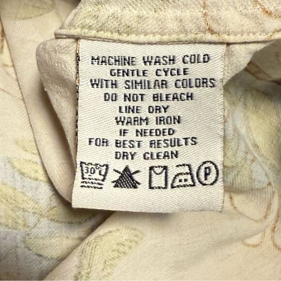 Banana Cabana 100% Silk Tropical Palm Tree Button Up Shirt Tan Yellow Size Large - Picture 6 of 6